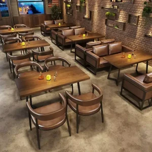 Restaurant Furniture Wood Modern Restaurant Set Chair and Table Set Restaurant Booth