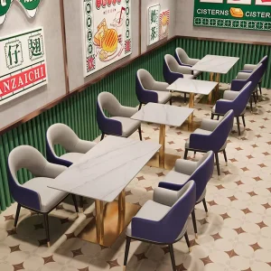 Restaurant Heavy Duty Steel Dining Table and Chairs Modern Design for Hotel Home Bar Use