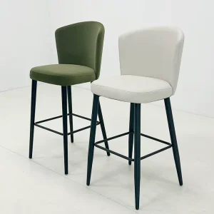 Restaurant High Back Bar Stool Metal Frame Modern Luxury Dining Chair Bar Stool