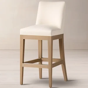 Restaurant Hotel Wood Modern Dining Chair with Oak Legs Counter Fabric Bar Stools