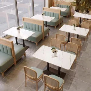 Restaurant Leather Sofa Table and Chairs Set for Hotel Dining Home Bar Modern Commercial Furniture
