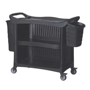 Restaurant Plastic Food Serving Trolley with Cleaning Buckets Hospital Trolley Carts for Sale