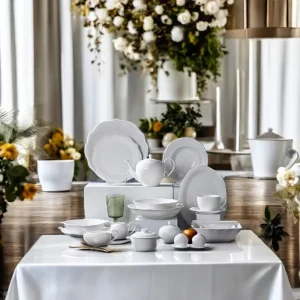 Restaurant Plate Set Dinner Ware Sets Wedding Hotel Porcelain Luxury Dinnerware Dishes White Ceramic Dinnerware