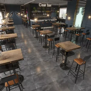 Restaurant Pure Wood Table and Chair Bar & Pub Coffee Table Industrial Style Solid Wooden Design Bar Chair Table