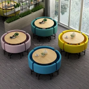 Restaurant Round Dining Tables and Chairs Fashion Wrought Iron Table Design Cafe Shop Furniture