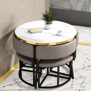 Restaurant Set 1Table 4 Chairs Round Dining Table Set Home and Restaurant Furniture with Chairs for Living Room
