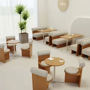 Restaurant Sets Furniture Dining Tables and Chairs for Coffee Cafe Shop Fast Food Bar Canteen Leather Wood Booth Seat Sofa