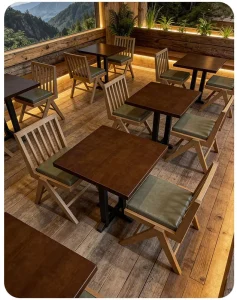 Restaurant Solid Wood Table Chair Combination Set Commercial Furniture Modern Simple Design Cafe Bar Outdoor Dining