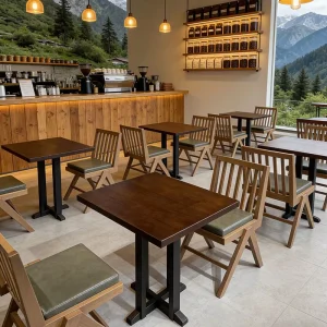 Restaurant Solid Wood Table and Chair Combination Commercial Furniture Modern Simple Design for Restaurant Cafe Bar Model 0001