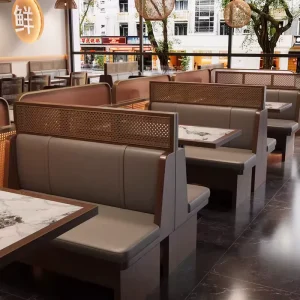 Restaurant Table and Chair Set Wood Leather Booth Seating Table and Chair for Hotel Restaurant Sofa