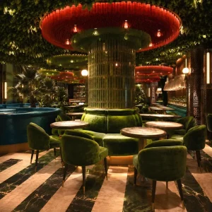 Restaurant Tables and Chairs Coffee Shop Furniture Circular Island Booth Banquette Lounge Seating