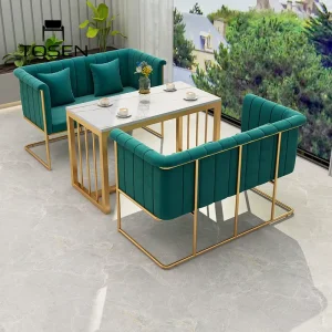 Restaurant Two Seater Booth Nordic Luxury Sofa Dining Table and Chair Set