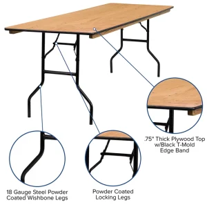 Restaurant Wedding Farmhouse Outdoor Rectangular Banquet Folding Dining Table