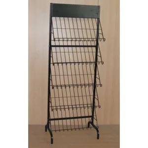 Retail Stores Exposition Fixture 5 Tier Floor Standing Adjustable Slanted Magazine Books Tray Steel Wire Shelving Rack Display