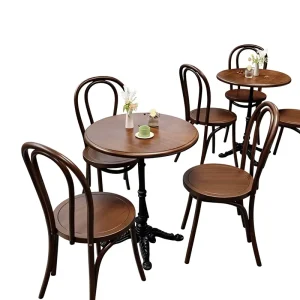 Retro American Style Solid Wood Oval Table Chair Set for Cafe Bar Milk Tea Shops Western Restaurants Commercial Use 2 Person