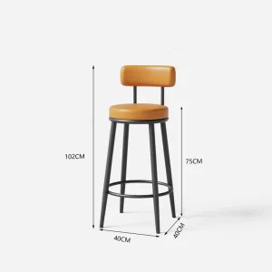 Retro Commercial Bar Stool Set with Black Metal Frame and Fireproof Board Top High Table for Cafe and Home Bar