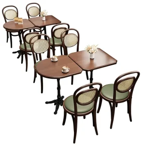 Retro Customizable Cafe Table Chair Set Dessert Bakery Shop Milk Tea Shop American style Western Restaurant Commercial Solid