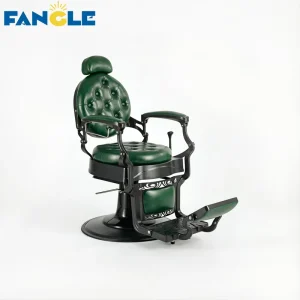 Retro Dark Green Leather Black Base Vintage Salon Barber Chair Salon Station Salon Furniture Hairdressing Chair
