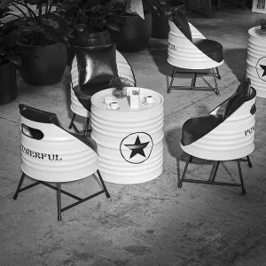 Retro Industrial Style Oil Barrel Bar Furniture Set Iron Table Chairs Eco-Friendly Pub Cafe Restaurant OEM ODM Factory Custom