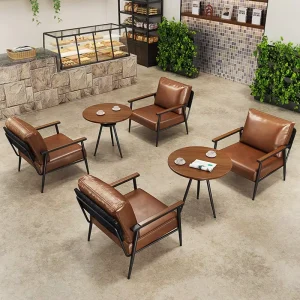 Retro Industrial Style Wood Bar Furniture Booth Sofas Table Chair Sets for Commercial Use Cafs Milk Tea Shops Dessert Shops