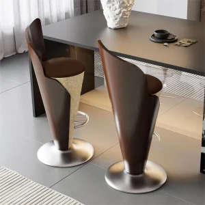 Retro Light Luxury Bar Chair with Metal Frame Customizable High Stool for Home Restaurant Use Bar Stool Dining Chair