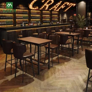 Retro Metal+Leather Bar Stools for Home Bar Restaurant Hotel Cafes Bistros Pubs Eco Friendly & Durable Commercial Furniture