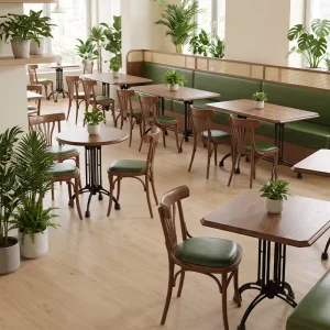 Retro Minimalist Black Walnut Solid Wood Tables & Chairs for Coffee Shops and Dessert Shops