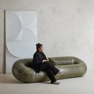 Retro Modern Irregular Tubular Design Customized Leather Leisure Sofa Villa Hotel Recreation Club Living Room Two Seats Couch