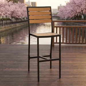 Retro Outdoor Bar Stool 1.8mm Dual-Rib Aluminum Frame 304 Stainless Steel Local Delivery 1pc MOQ