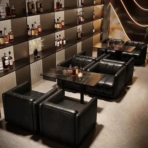 Retro Solid Wood Antique Bar Sofa Table Chair Set for Restaurant Cafes Milk Tea Shops Bistro Tavern Pub Booth Waterproof