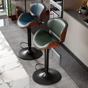 Retro Style Bar Cafe Bar Stools Solid Wood High Bar Stools