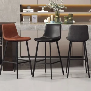 Retro Style Elegant High Back Metal Leg Hotel Bar Stools Antique High Bar Chair Stool Bar Chairs for Kitchen