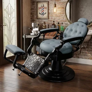Retro Style Luxury Hydraulic Barber Chair 360 Degree Rotation Reclining Heart Shaped Backrest for Salon Furniture