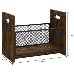 Retro Style Magazine Holder Multifunctional Wooden Newspaper Rack for Living Room Study Decor