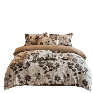 Retro Textured Floral Embossed Milk Velvet Bed Set Skin Friendly Soft Flannel Coral Fleece Household Duvet Cover Kit