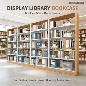 Retro Tone Book Shelf Metal Vintage Library Shelf Matte Metal Frame for Retro Library Decorative Book Rack