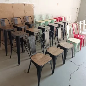 Retro Vintage Garden Restaurant Chairs Furniture Dining Living Room Tolix Metal Industrial Chairs and Tables Sets