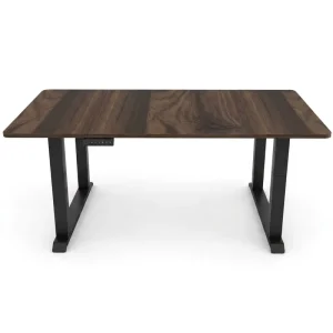 Retro Vintage Wood Grain Electric Sit Stand Desk Heavy Duty Steel Frame Height Adjustable Workstation for Study Office