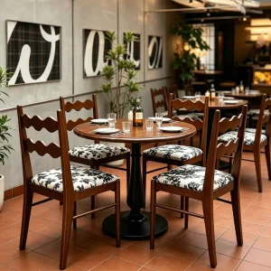 Retro Western Restaurant Solid Wood Dining Table Chair Combination for Commercial Use Bar Cafe Dessert Shop