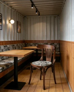 Retro Wooden Dining Chair with Fan Backrest and Linen Upholstery for Home Furniture Apartment Casual Dining Areas