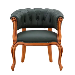 Retro Wooden Fixed Feet Visitor Chair Conference Room Furniture Luxury Leather Chairs Set Study Chair