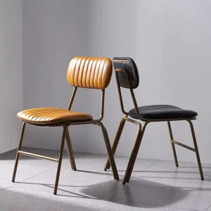 Retro Wrought Iron Dining Chair Modern Minimalist Industrial Style LOFT Bar Leather Restaurant Nordic Cafe Backrest Chair