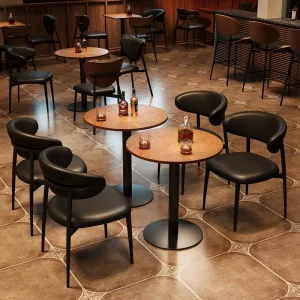 Retro-style Bar Tables and Padded Chairs Custom-made 60cm Round and Square Tables Furniture