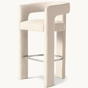 Rhoohill Customized Color American Country Solid Wood Velvet Bar Armchair Luxury Modern Linen Fabric Bar Stool