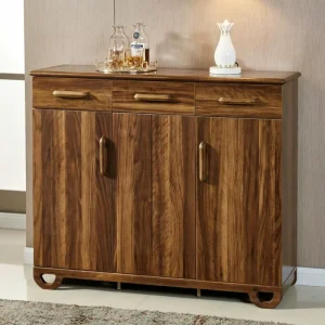Rich Walnut Finish Modern European Contemporary Natural Wood Grain Spacious Storage Entryway Durable Furniture