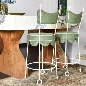 Ring Shape Feet Design Retro Elegant Restaurant and Home High Chair Furniture Well Padded Metal Kitchen Bar Stools