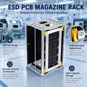 RoHS Compliance ESD SMF PCB Magazine Rack Antistatic Adjustable SMT Storage Holder 355320563mm for Automated Loader System