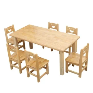 Robber Wood Preschool Home Kindergarten Furniture Kids’ Learning and Playing Desk and Chairs School Sets
