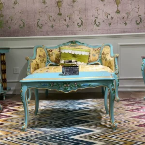 Rococo Chateau Romantic Hand Painted Floral Gilded Cabriole Scalloped Mansion Salon Cocktail Tea Coffee Center Table
