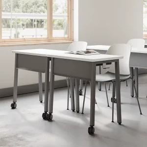 Rolling Movable Single Student Desk Durable School Classroom Furniture Ergonomic Student Study Desk Metal School Training Table